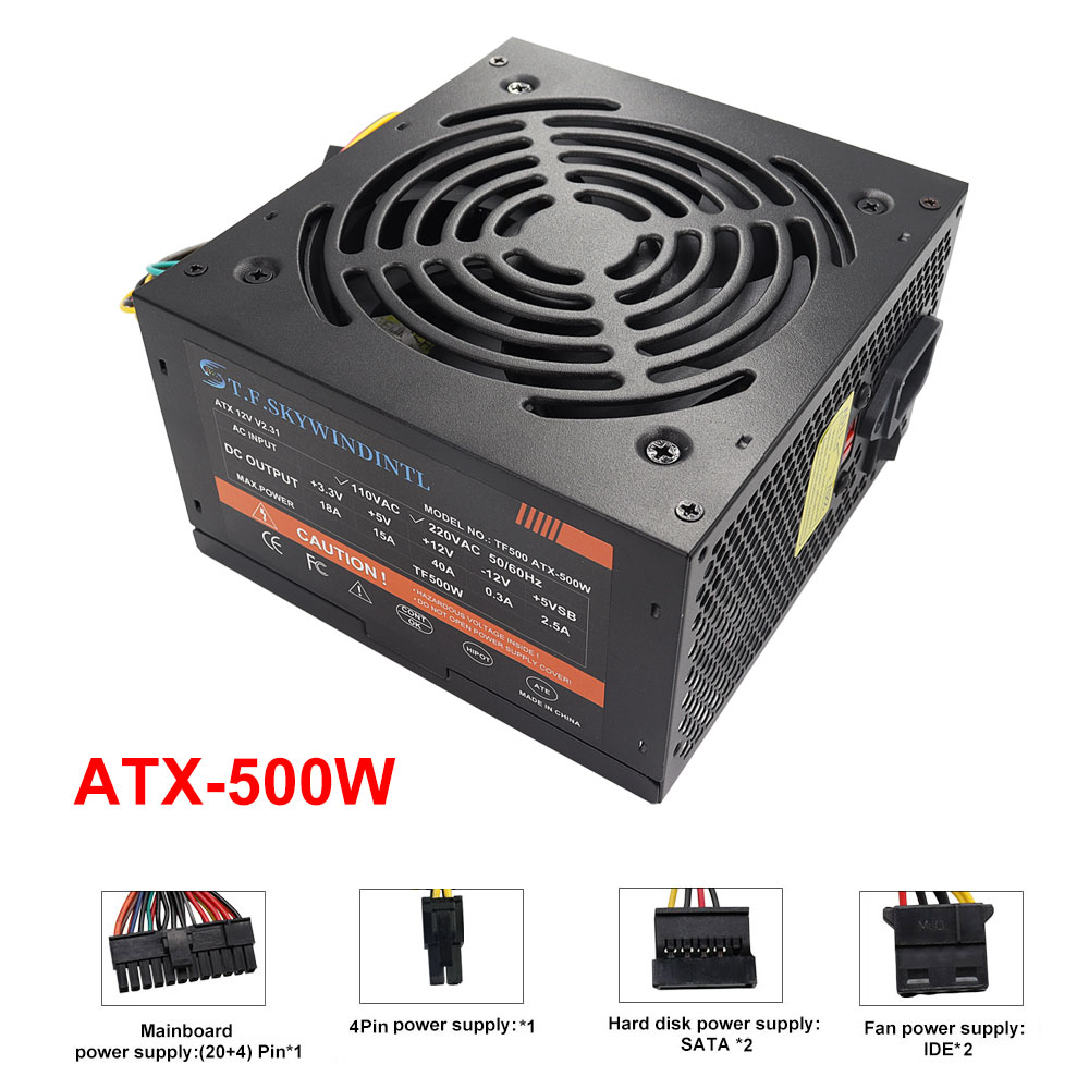 Günstiges 500W Schwarzes ATX D – Power Supply 750W Bewertung und Preis